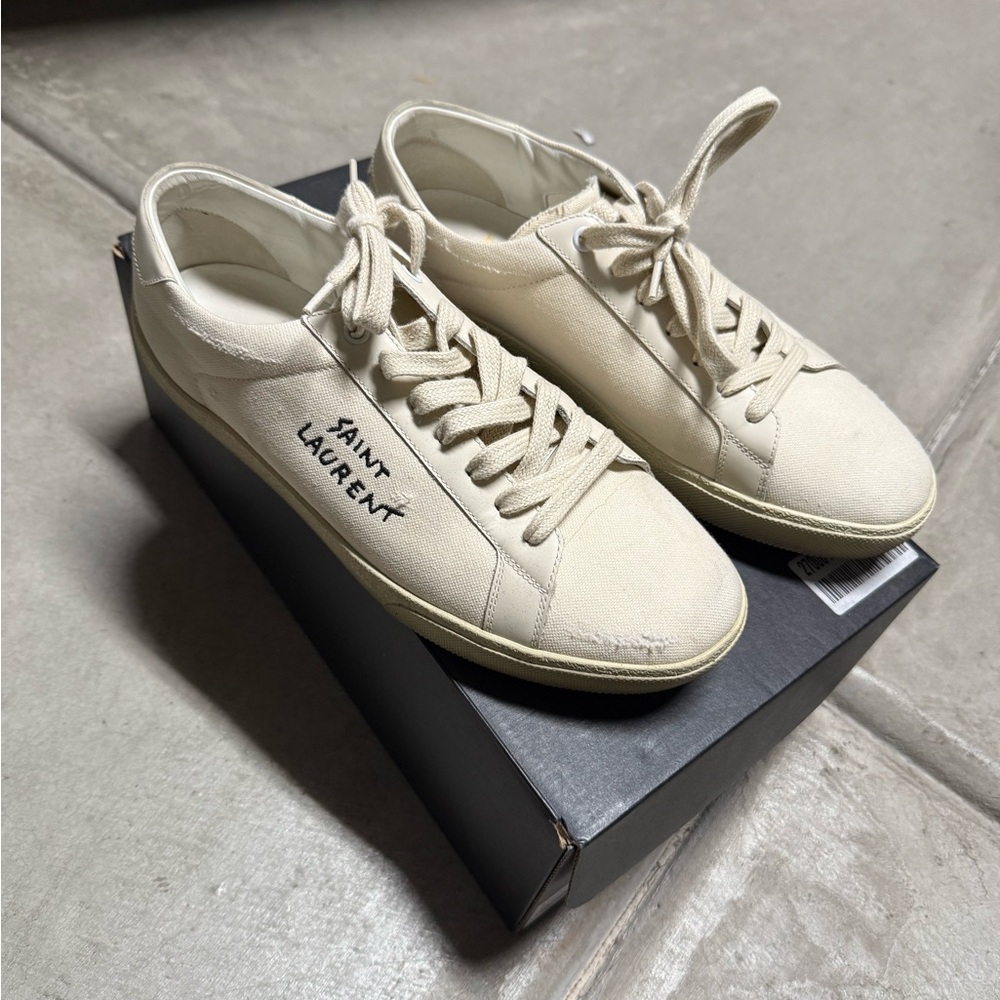 Saint Laurent Men's Cream Sneakers
